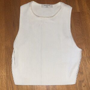Aritzia Babaton White Ribbed Sleeveless Top